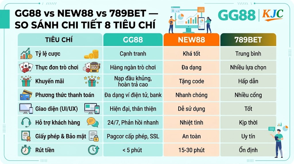 GG88 vs NEW88 vs 789BET — So Sánh Chi Tiết 8 Tiêu Chí, Chọn Nhà Cái Nào Tốt Hơn?